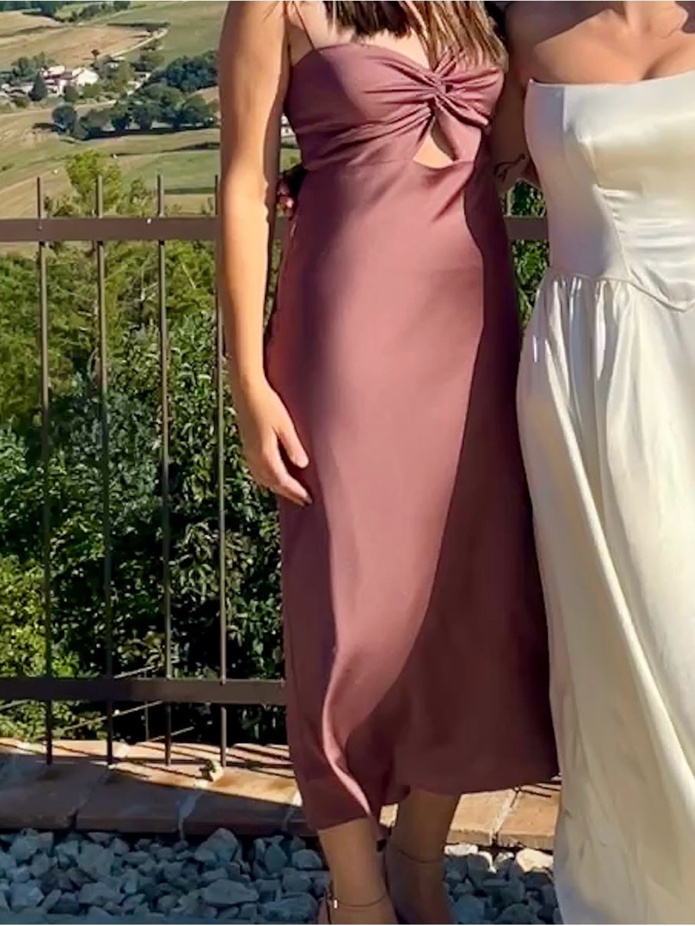 Mauve Twist-Front Slip Dress